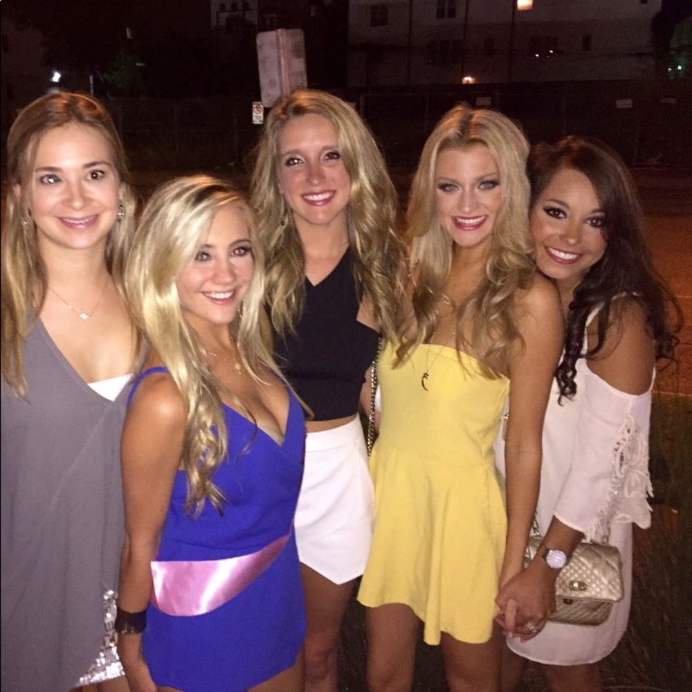 Yellow strapless romper
